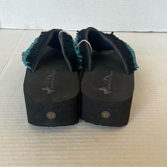 Montana West MANDALA CROSS CONCHO FRINGE WEDGE WESTERN FLIP-FLOP Sz 11 🍒 - Picture 7 of 11